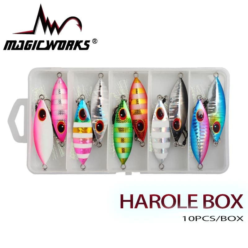 MAGIC WORKS Metal Jig Bait Box Fishing baits 14g 20g 30g 10 pieces Each box Fishing baits Artificial fish baits for bass baits Equipment