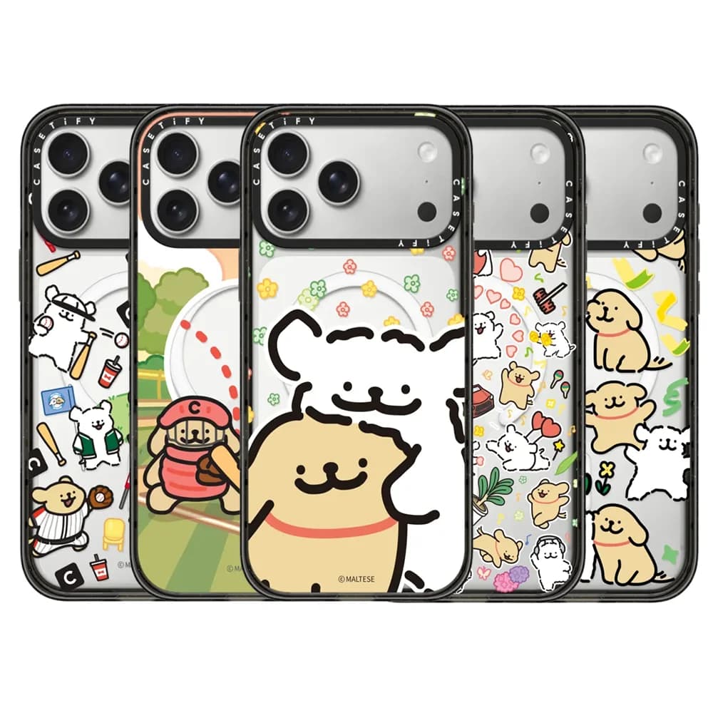 CASETiFY Serie Art Dog Cute con Cane Maltese, Custodia Magnetica Anti-caduta per iPhone 13 14 15 16 17 Pro Max Air Plus, Cover Protettiva