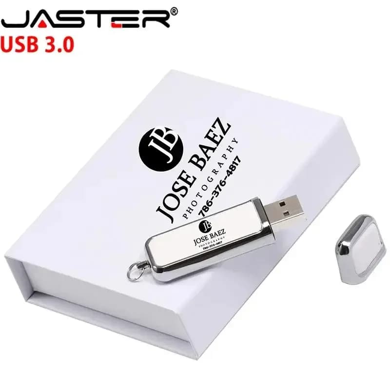 Chiavetta USB 3.0 JASTER da 128 GB in pelle quadrata con scatola Logo personalizzato gratuito Chiavetta USB da 32 GB 64 GB Memory stick Regalo creativo Disco U
