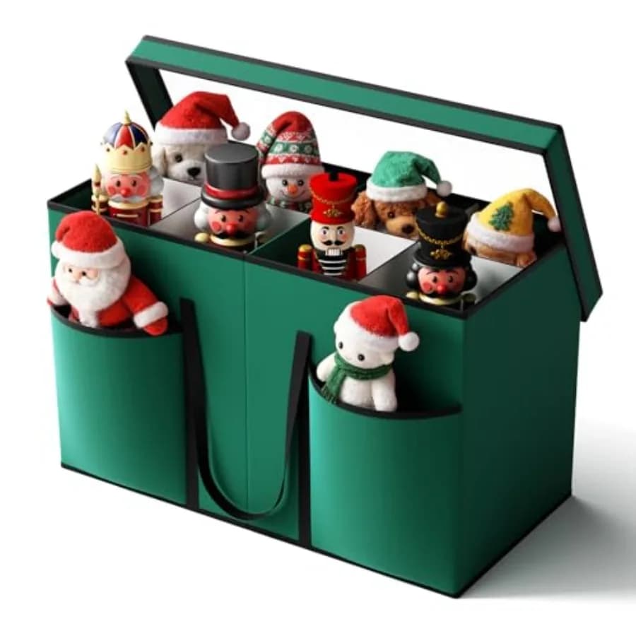 Christmas Figurine Storage Box and Nutcracker Storage Containers with Visible Lid and Dividers, Keeps 8 15"-Figurine Collectibl