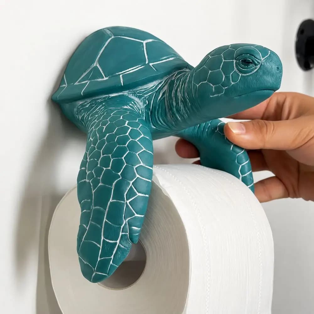3D Printed Turtle Paper Towel Holder Coastal Themed NO Drilling Toilet Paper Holder Easy Installation Roll Holder Kitchen
