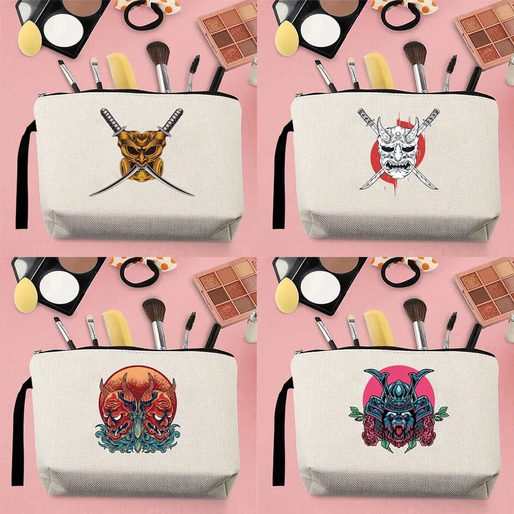 Hot Selling Makeup Storage Bag Handbag Woman Change Canvas ese Monster Pattern Printed Carrying Rope Beige Pencil Case