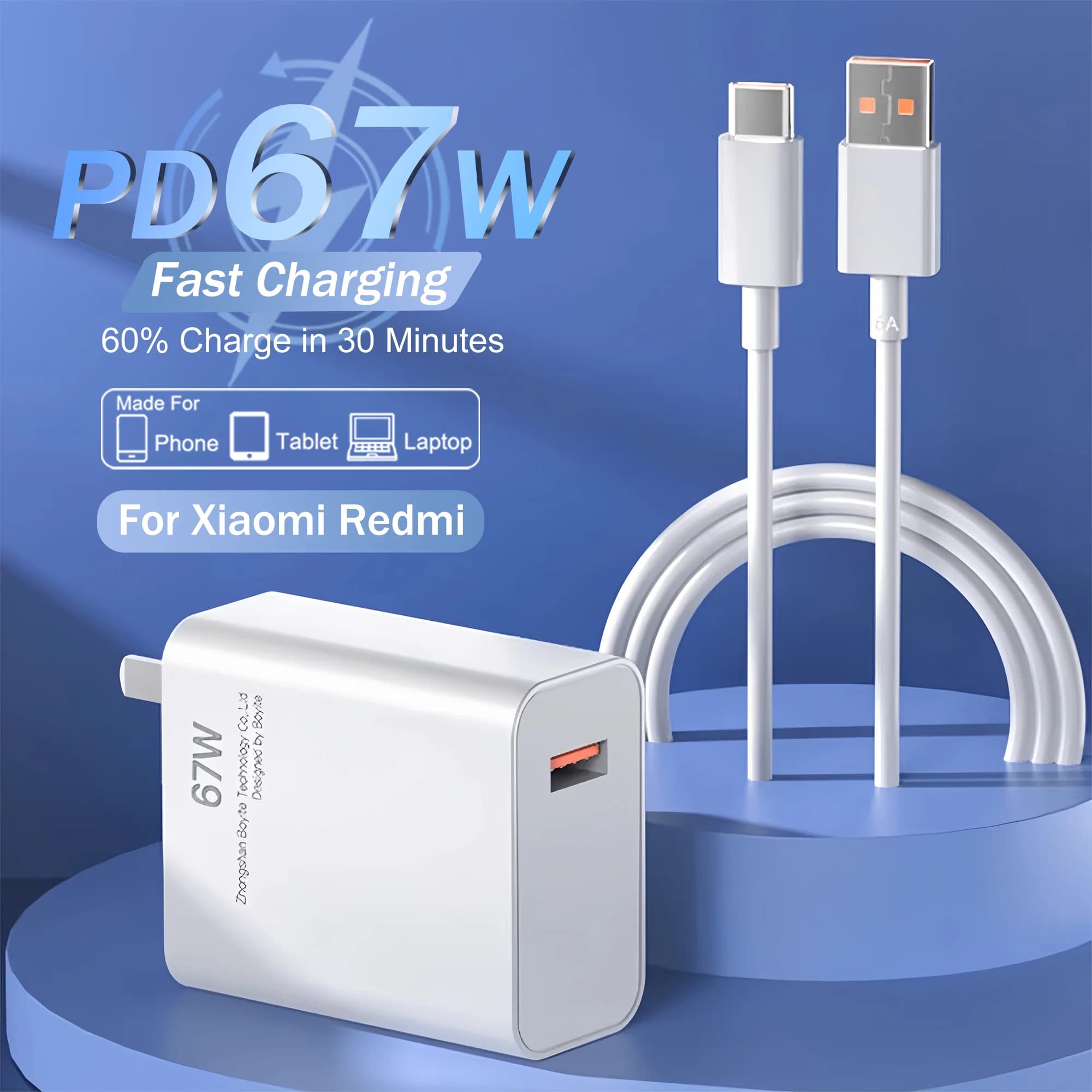 PD 67W Tipo C USB A Cavo Per Xiaomi Mi 14 15 Caricatore di Ricarica Ultra Veloce Del Telefono Carica Rapida 13 13t 12 1M 2M EU US Accessorio