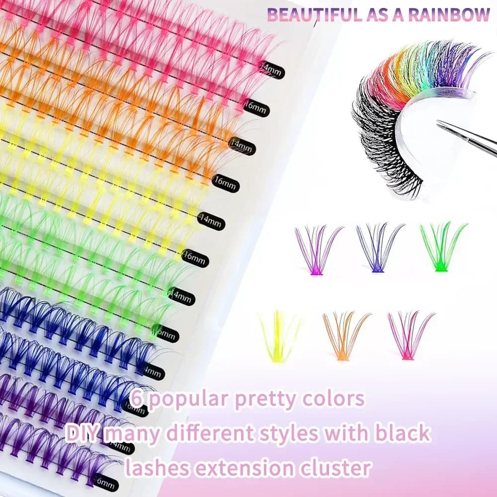 Ciglia Finte Naturali a Ciuffetti Colorate, Impermeabili e di Lunga Durata, Kit per Trucco da Festa per Donne, Regalo di San Valentino, Set per Extension Ciglia