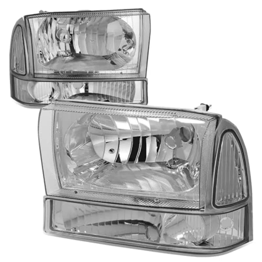 Set di 4 Fari Anteriori e Luci Paraurti per F-250 F-350 F-450 F-550 Super Duty Excursion 1999-2004 Lato Guida e Passeggero