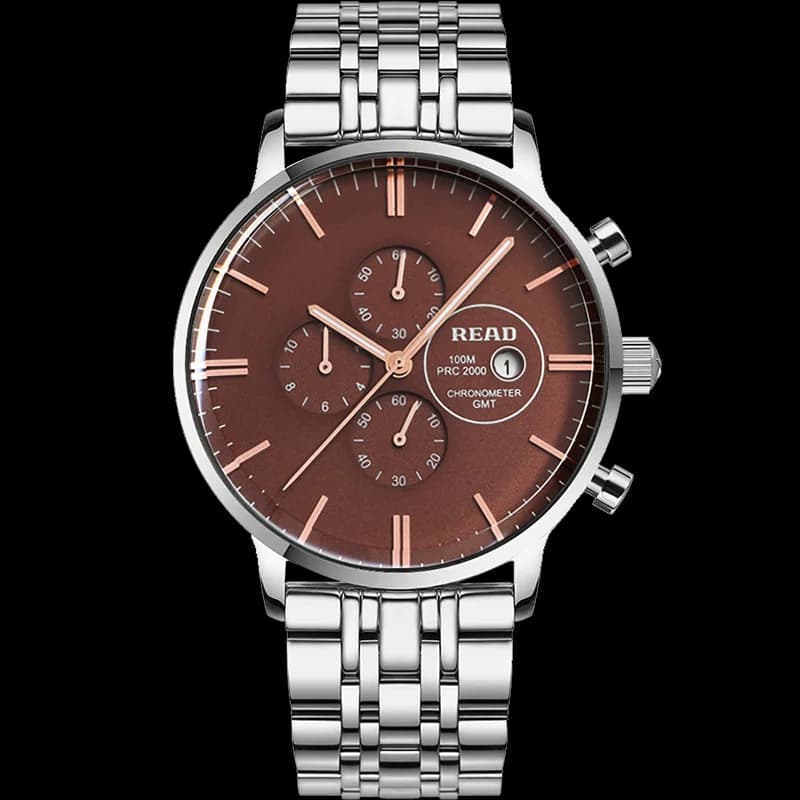 READ Men Quartz Watch | Stainless Steel Case & Band | Hard Glass | Chronograph Calendar | 100M Daily Water Resistant
