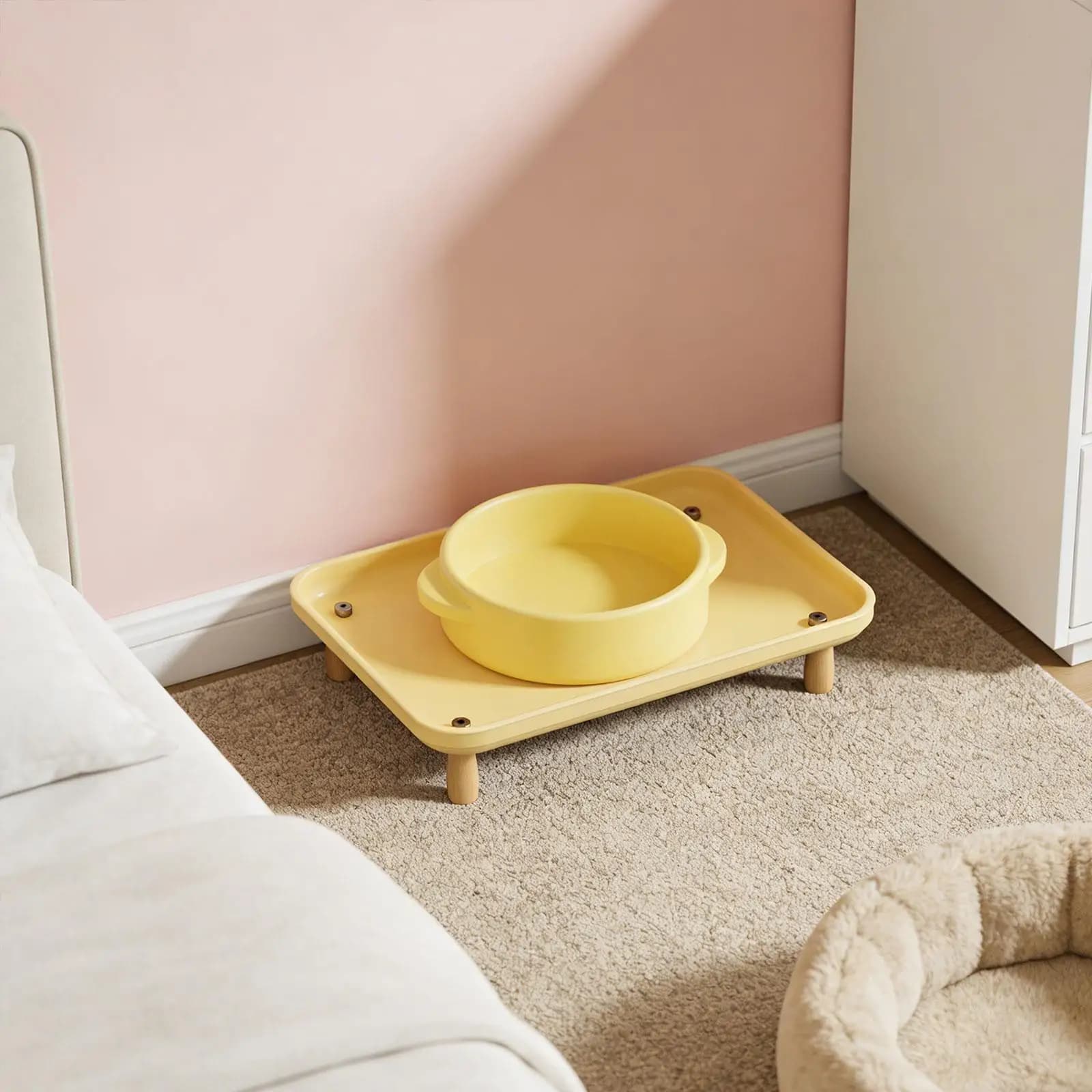 Raised Dog Bowls Anti-roll Feeder Elevated Stand Durable Pet Food Mat for Healthy Eating Posture