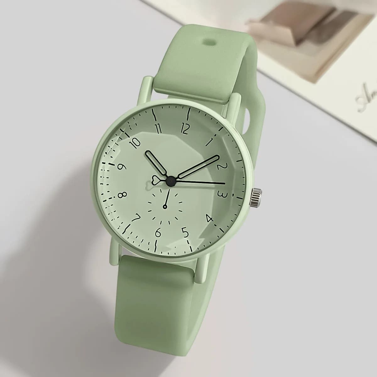 Women's Wrist Watch with Fashionable Arabic dial, Silicone Candy Strap, Student Wrist Watch