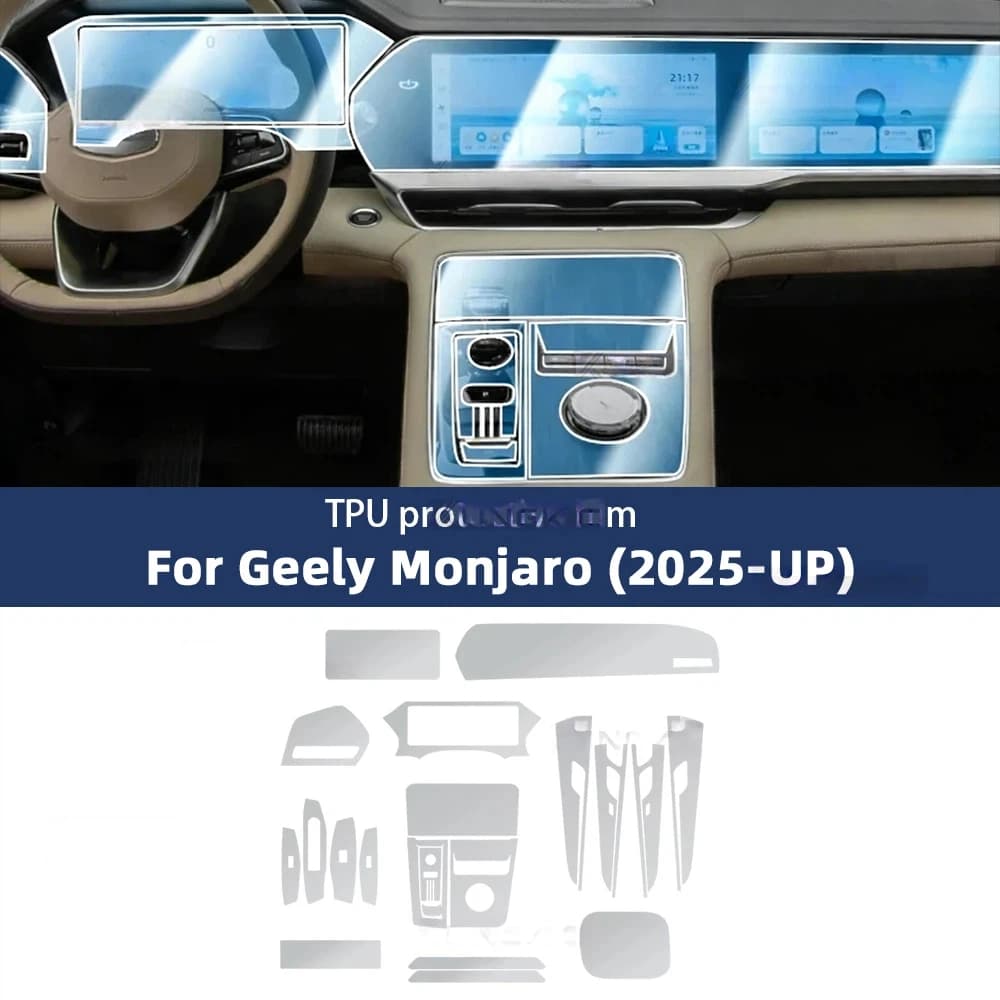 Pellicola Protettiva TPU Anti-Graffio per Pannello Cambio e Schermo di Navigazione per Geely Monjaro XingYue L 2025-up