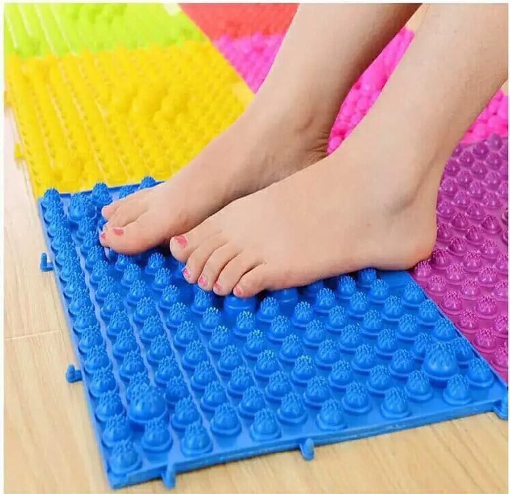 Acupressure Mat for Foot Massage with 3000+ Points, 2 PCS Blue Anti-Slip Mats for Bathroom Yoga and Games