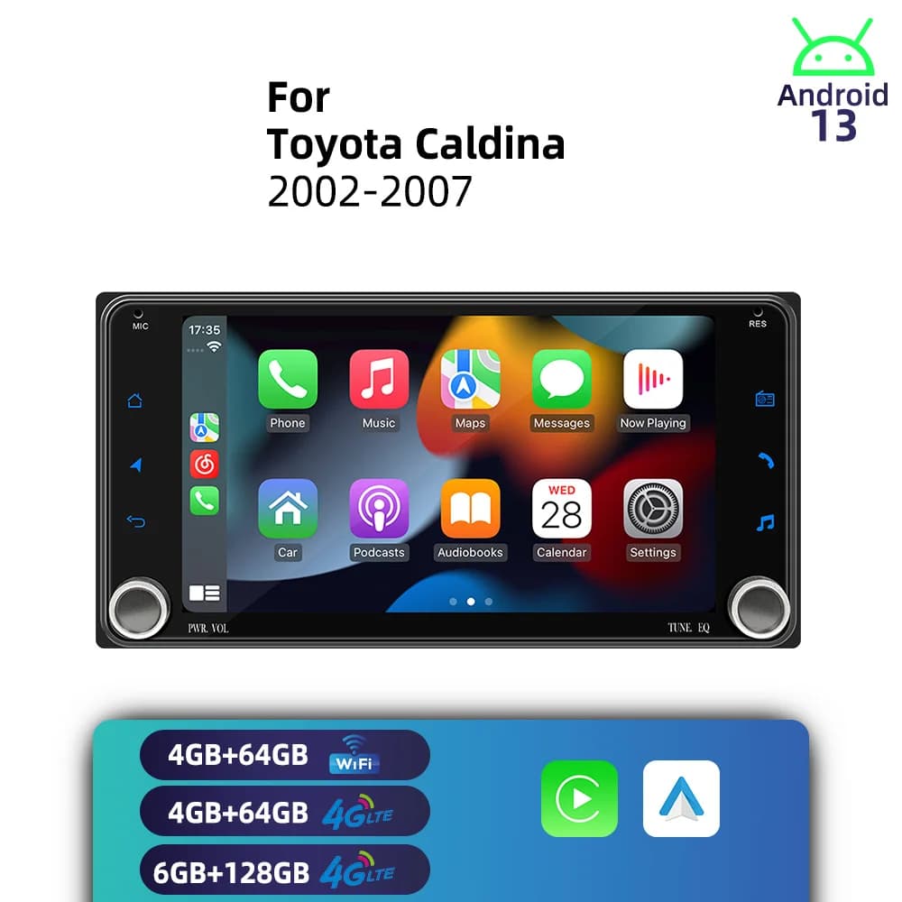 7" Screen Stereo Head Unit 2Din Android Radio Car Multimedia for Toyota Caldina 2002-2007 GPS Wireless Carplay Autoradio