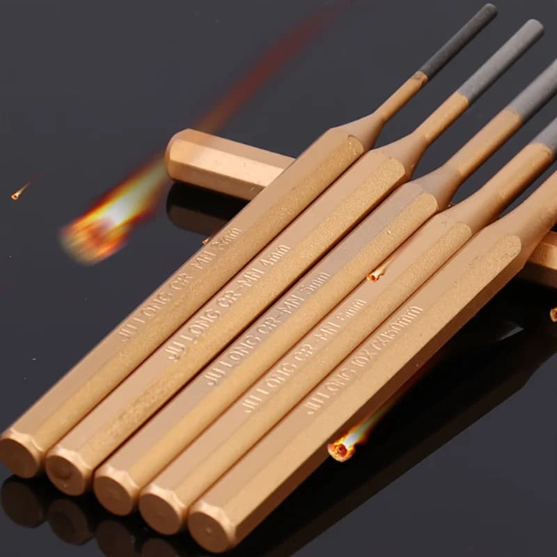 1set High-carbon Steel High Hardness Cylindrical Impact Percussion Punch Needle Fitter Punching Round Chisel 3/4/5/6/7mm