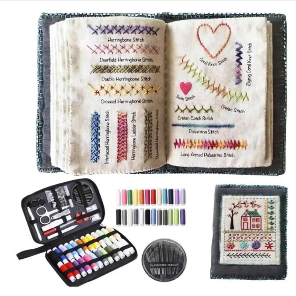 Set da 86 Pezzi con 106 Modelli di Ricamo, Kit per Lavori a Mano, Libro di Ricamo Tutto-in-Uno per Feltro su Lino, Pagina Campione Fai-da-Te