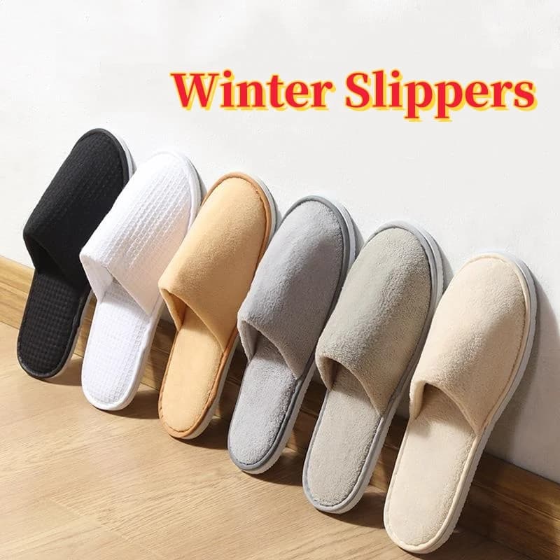 Pantofole invernali da uomo calde in pelliccia Pantofole da hotel antiscivolo con punta chiusa Pantofole da bagno per hotel usa e getta in velluto bianco per coppia