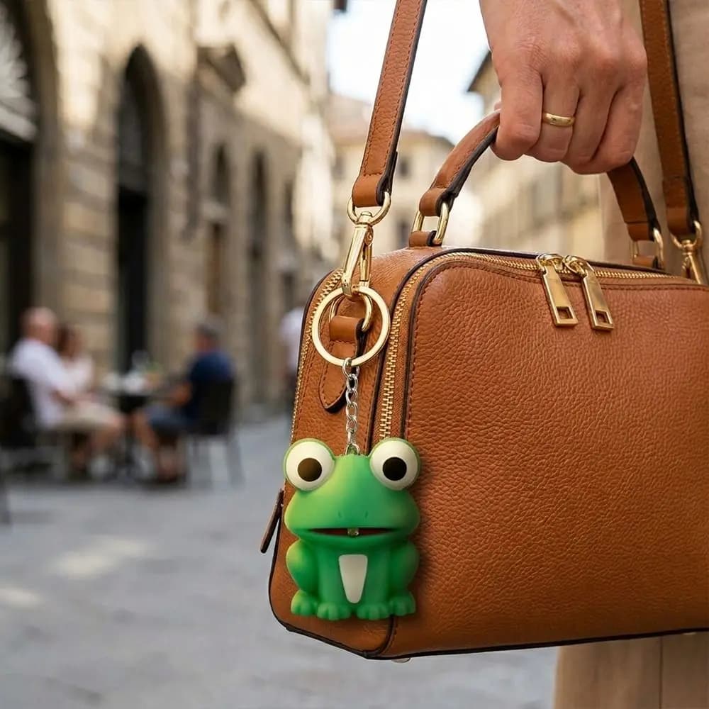 New Green Frog LED Light Sound Key Metal Rings Cartoon Keychain Lovely Gifts