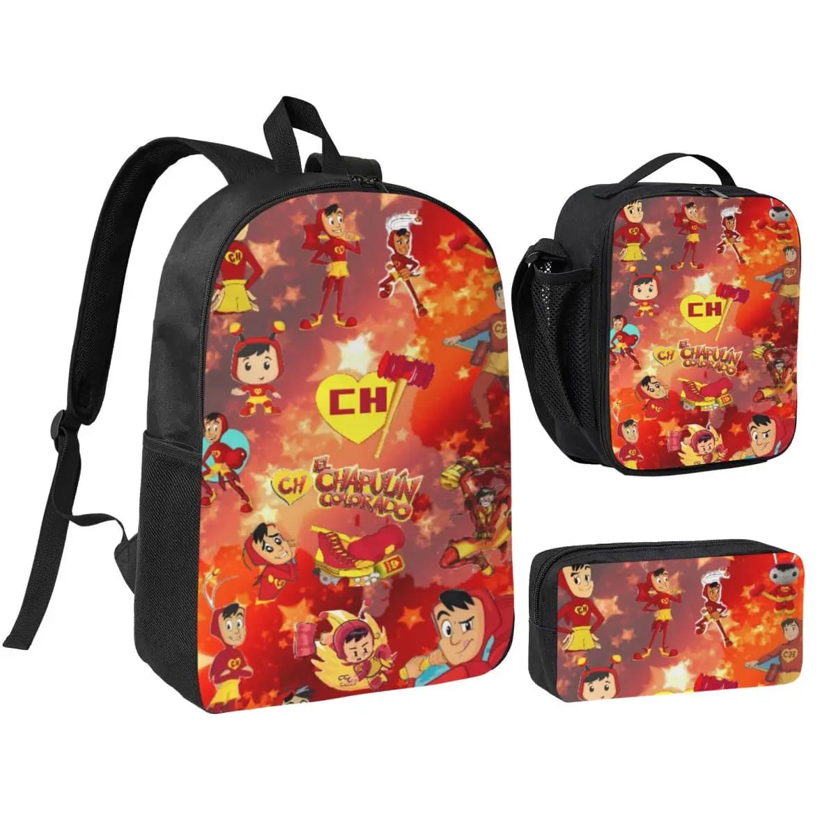 El Toxico - El Chavo Del Ocho Backpack Lunch Box Pencil Boxes for Boys Girls Backpacks School bag Bookbag Set