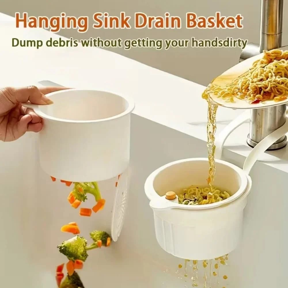 Hanging Sink Food Waste Filter Basket Flip Dump Bottom Adjustable Detachable Residue Strainer Kitchen Sink Garbage Storage Rack