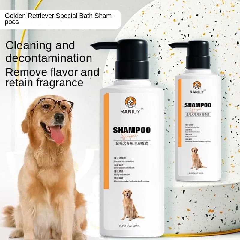 Pet Body Wash Clean batteriostatico Anti-acaro Beauty Hair deodorante deodorante Shampoo pelliccia dorata per cani