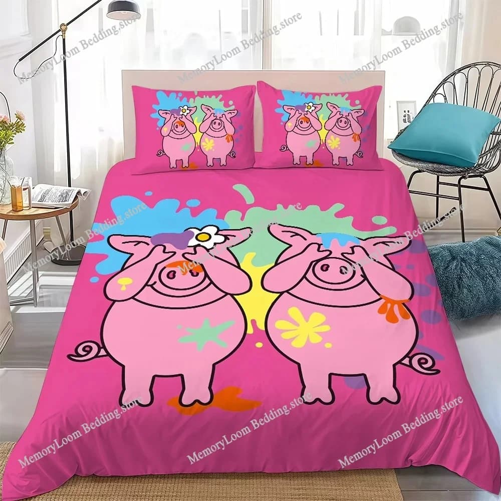 Bella P-Percy-Pig Set copripiumino carino Biancheria da letto stile casa Biancheria morbida Letto in cotone Studente Dormitorio Regalo Tessili per la casa