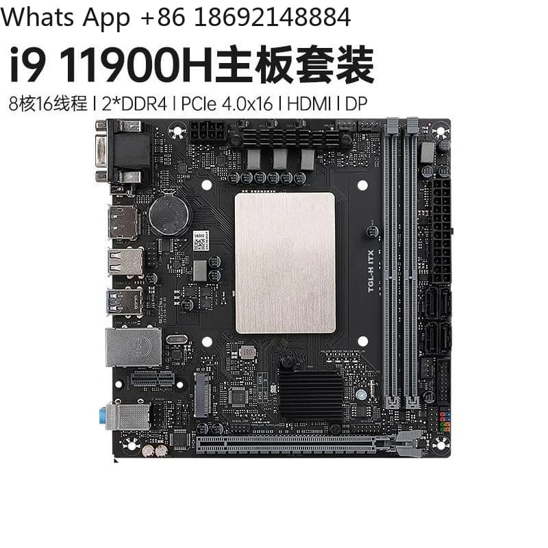 Scheda madre ITX per computer desktop di 11a generazione con CPU i9 11900H integrata, octa-core, DDR4, nuova.