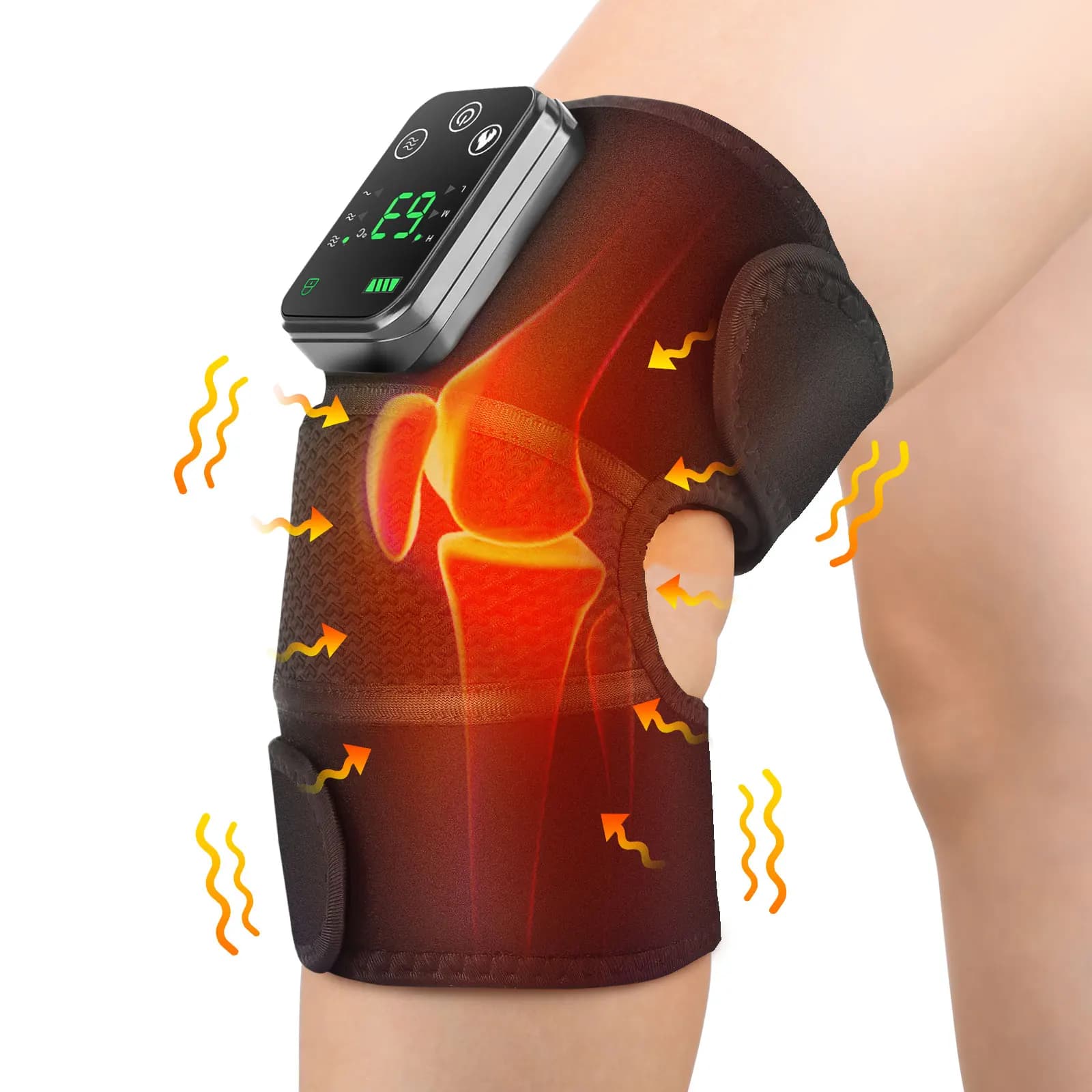 3-in-1 spalla ginocchio gomito riscaldato vibrazione ginocchio massaggiatore Pad per sollievo dal dolore articolare assistenza sanitaria spalla artrite cintura di supporto