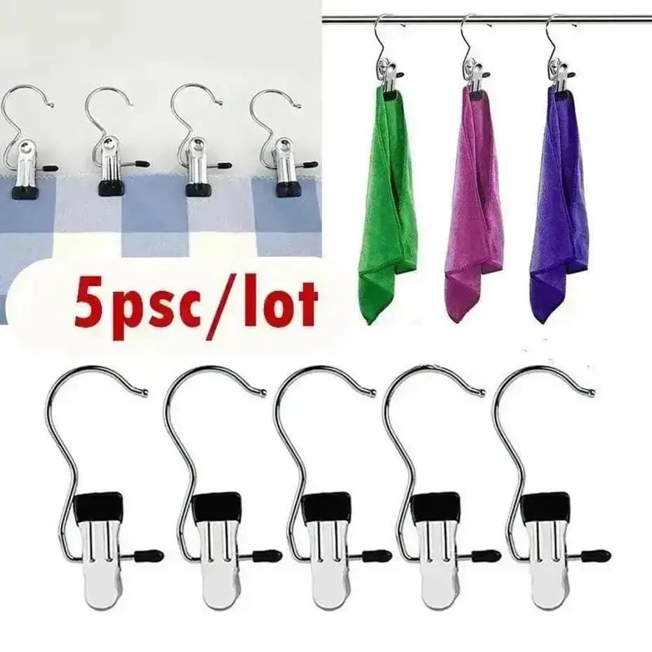New 5 Pcs Home Accessories Laundry Metal Hook Clothes Pin Boot Shoes Hanger Hold Clip For Bathroom Kitchen Supplies Small Tools