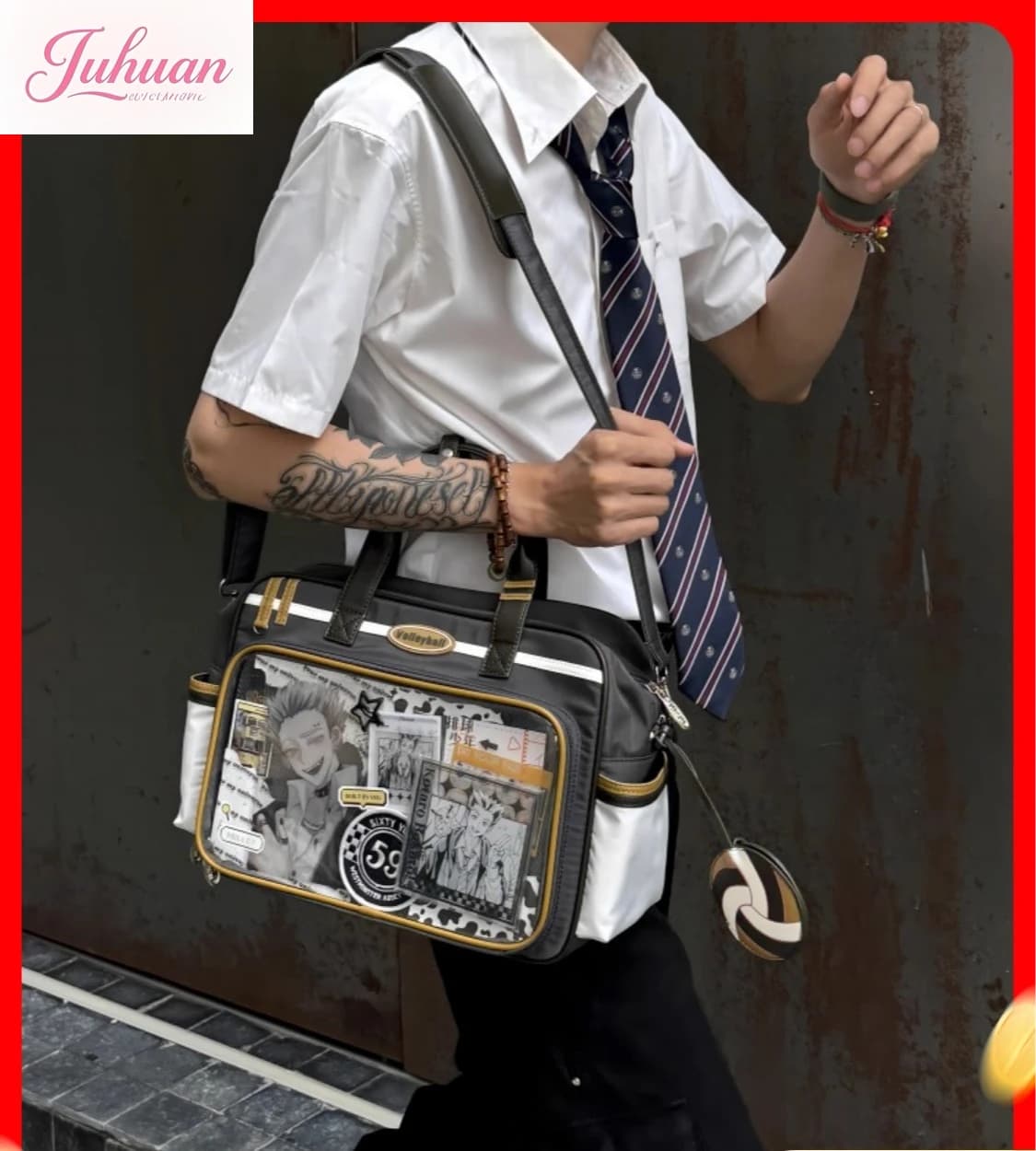 Daily shoulder bag for student animation of mile of large food intake Volleyball Ltabag with original design suitable for men and women