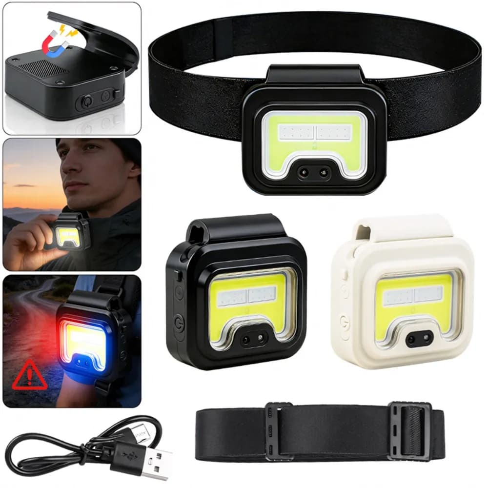Lampada frontale a LED COB ricaricabile, potente faro magnetico super luminoso, torcia frontale impermeabile per la pesca all'aperto