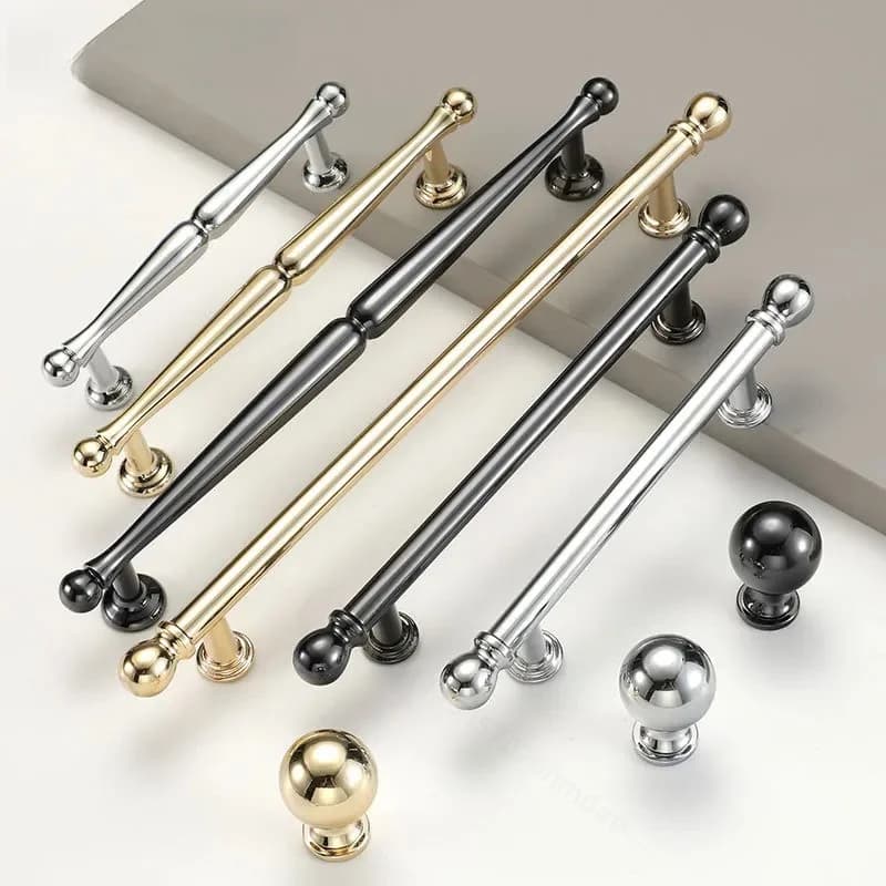 French Chrome Plated Zinc Alloy Cabinet Handle Modern Simple Light Luxury Door Pull for Wardrobe Shoe Cabinet Drawer Hardware