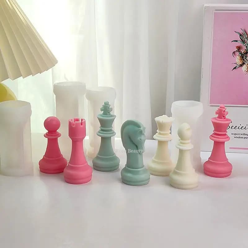 Stampo per candele in Silicone per scacchi internazionali per strumento per la produzione di candele con stampo per sapone in cera di soia per aromaterapia fai da te