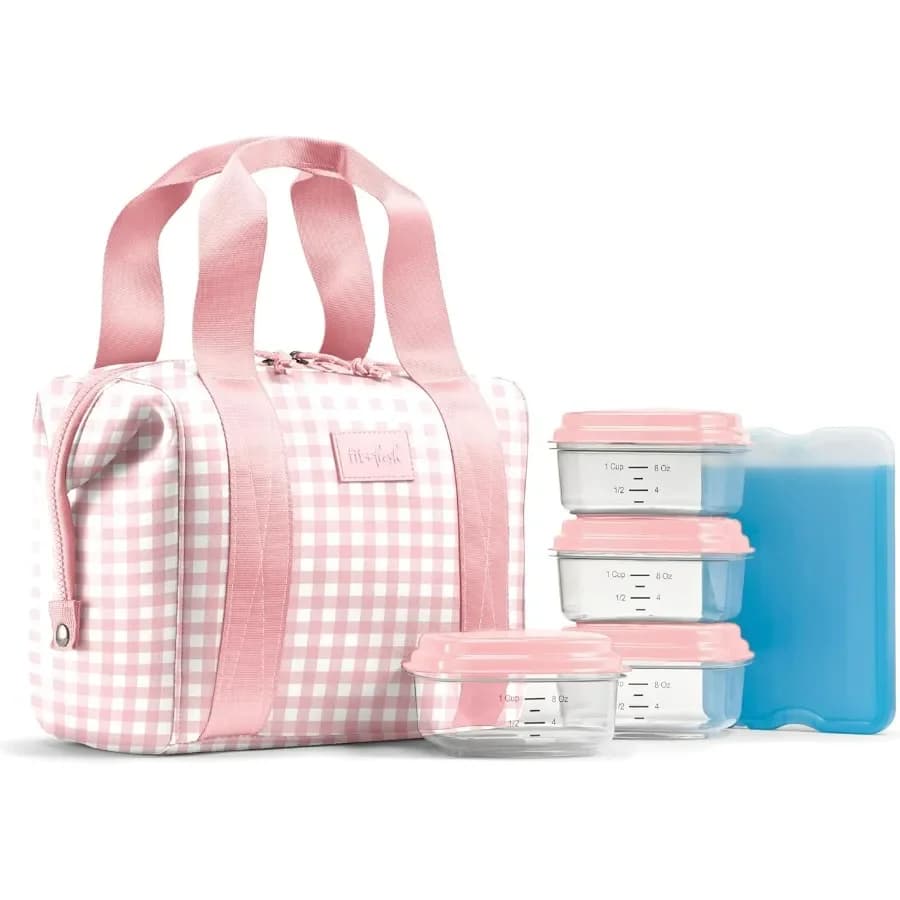 Borsa per il pranzo in neoprene Remi per donna - Kit per la preparazione dei pasti con contenitori e impacco di ghiaccio XL, materiale autololante simile al neoprene, macchina