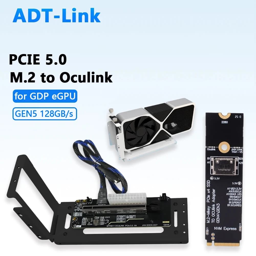 OCuLink eGPU Dock PCIe 5.0 X4 GDP Notebook Laptop Scheda grafica video esterna Docking station Adattare M2 SFF8611 a X16 ATX\SFX