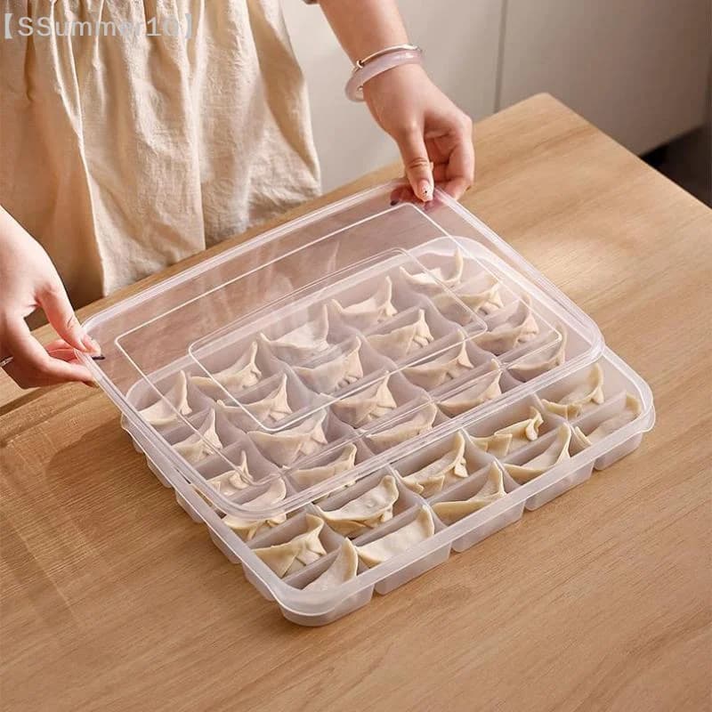 【SSummer10】Scatola trasparente per la conservazione degli alimenti nel frigorifero con 20/30 scomparti - Vassoio contenitore riutilizzabile con coperchio per ravioli e wonton【SS】