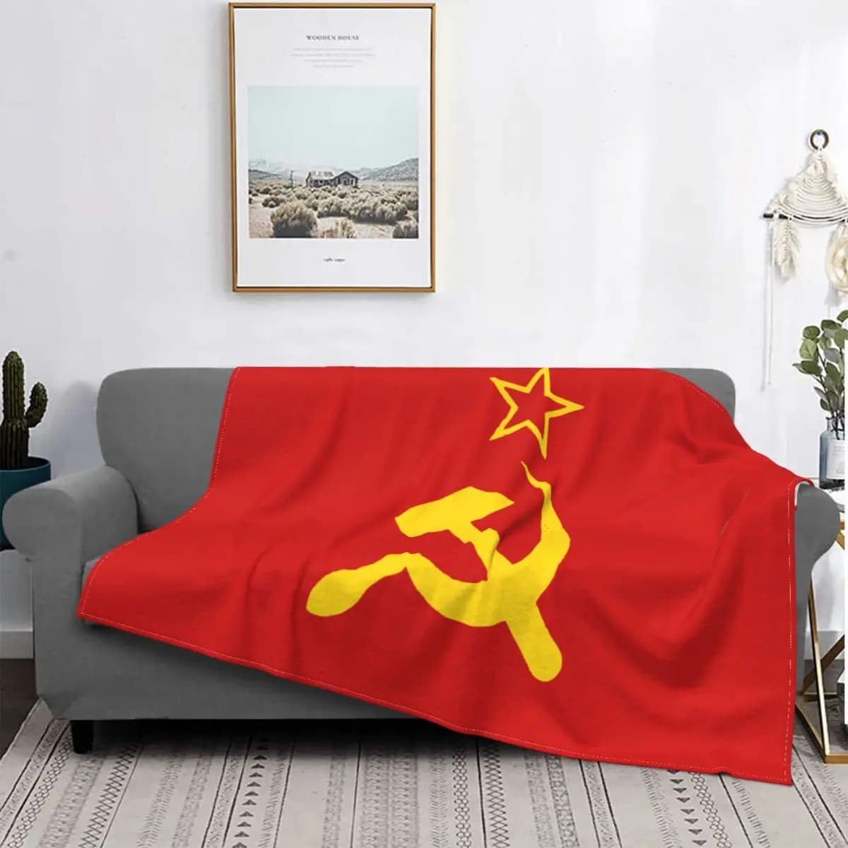 Urss Hammer And falce CCCP bandiera sovietica russa coperta coperta peluche coperta camera da letto divano copriletti caldi morbidi portatili