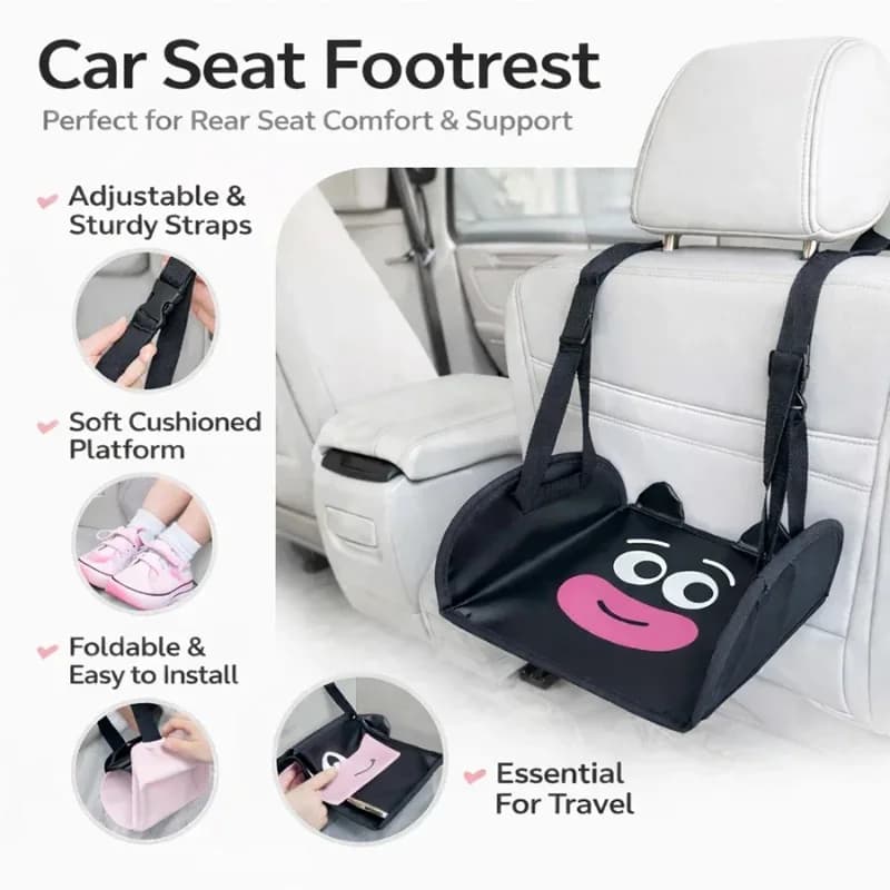Poggiapiedi per Auto, Sgabello Regolabile Portatile per Lunghi Viaggi, Accessori per Interni Auto