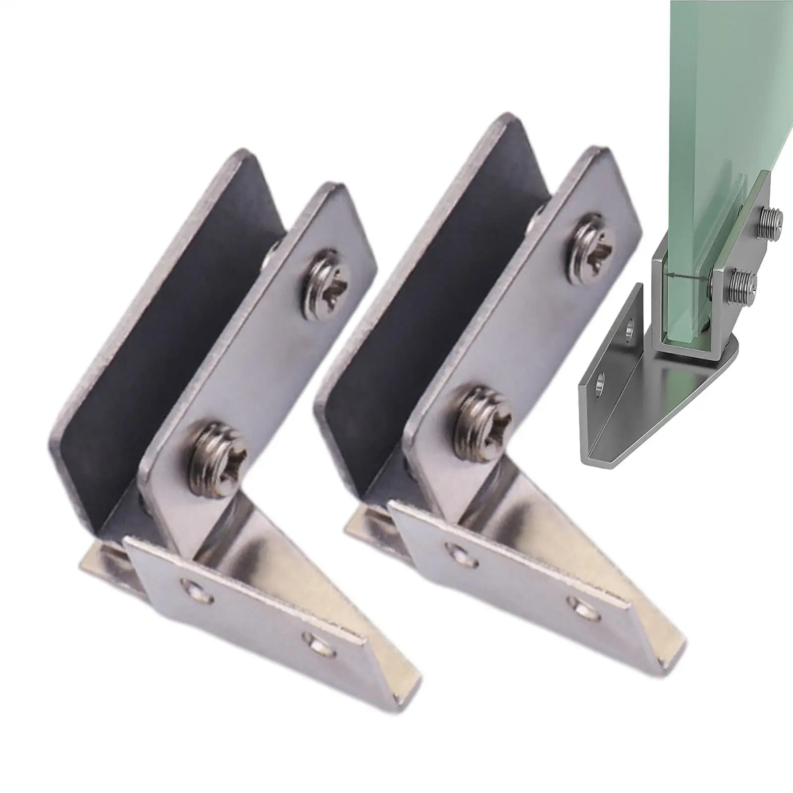 2pcs Non-Perforated Glass Door Hinges Display Cabinet Hinge,Wine Cabinet Rotating Shaft Glass Clip,Furniture Door Hinge Hardware