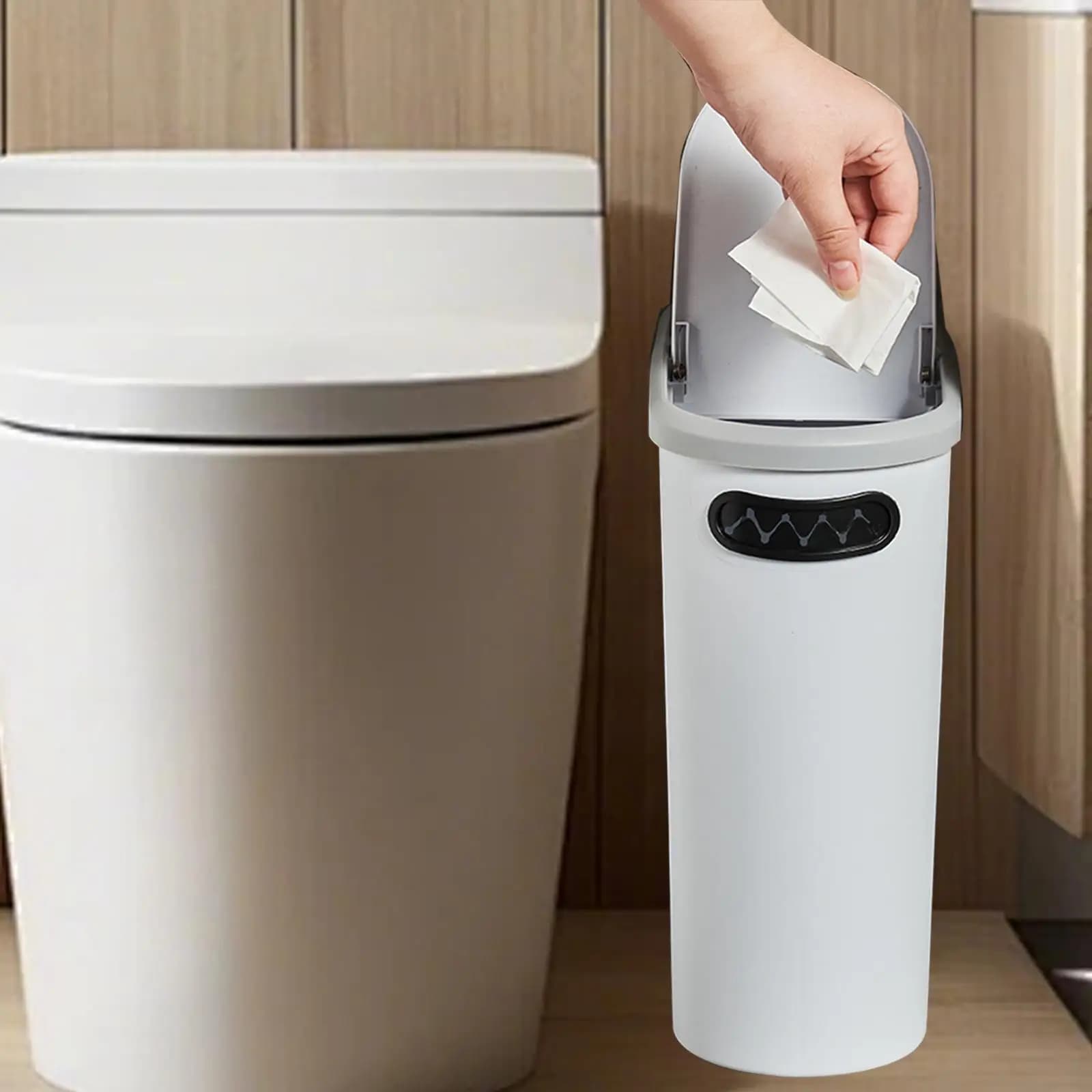 Pattumiera da bagno, cestino da cucina, elegante pattumiera sottile pattumiera nordica per lavanderia, soggiorno, studio, ufficio, toilette