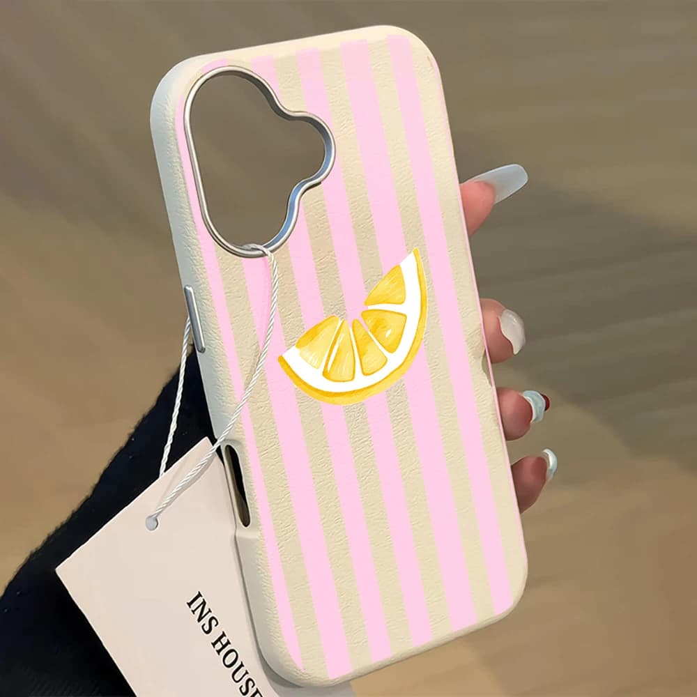 Lemon Pink Stripes Phone Case For Xiaomi Mi Lite 5G Ne Xiaomi For 17 Pro Max 14 15 13 12 Pro 12T 13 14t 15t Shockproof TPU Cover