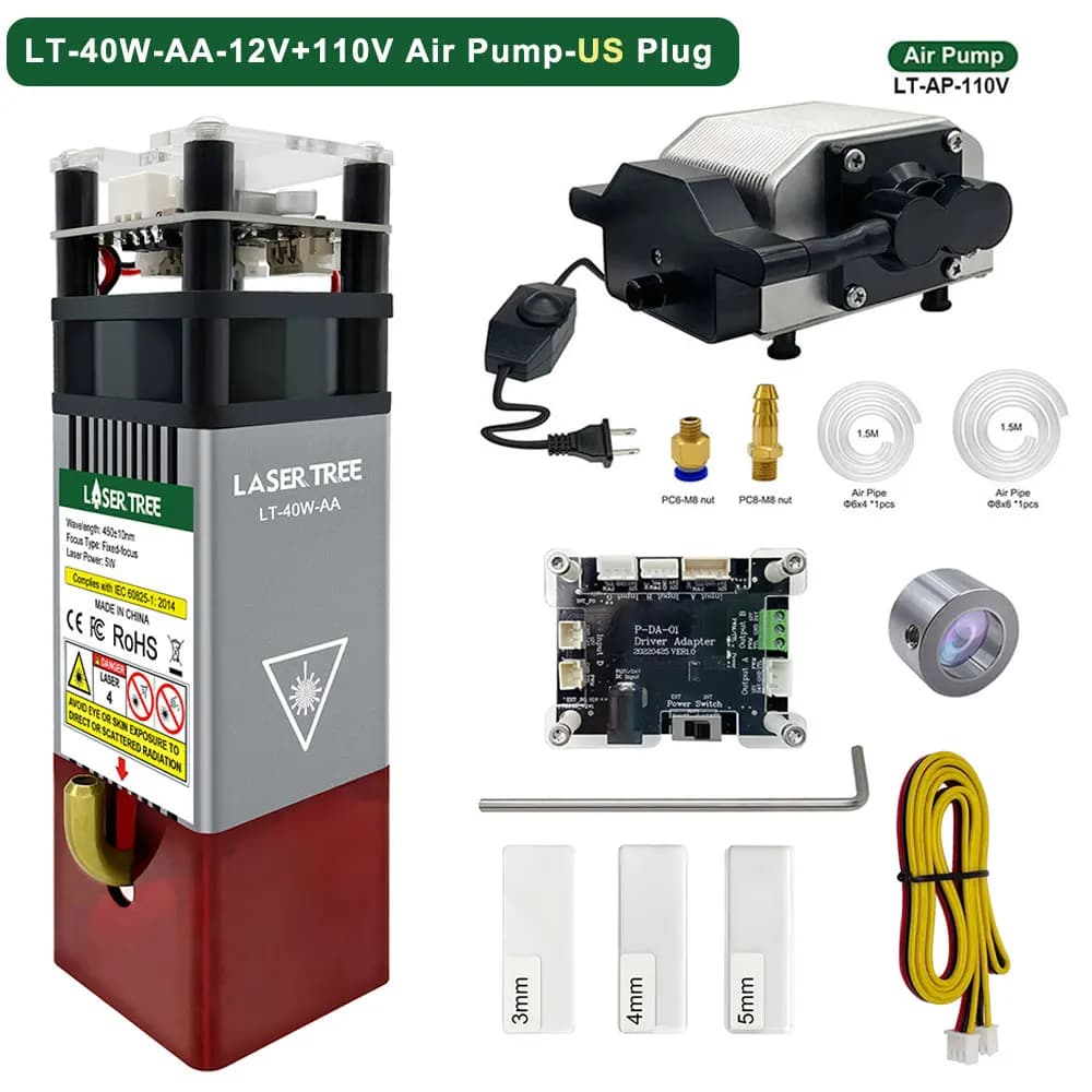 LASER TREE 5W laser module with auxiliary laser 450nm Blue laser head for head and access for engraving tool with CNC cutter for DIY laser wood