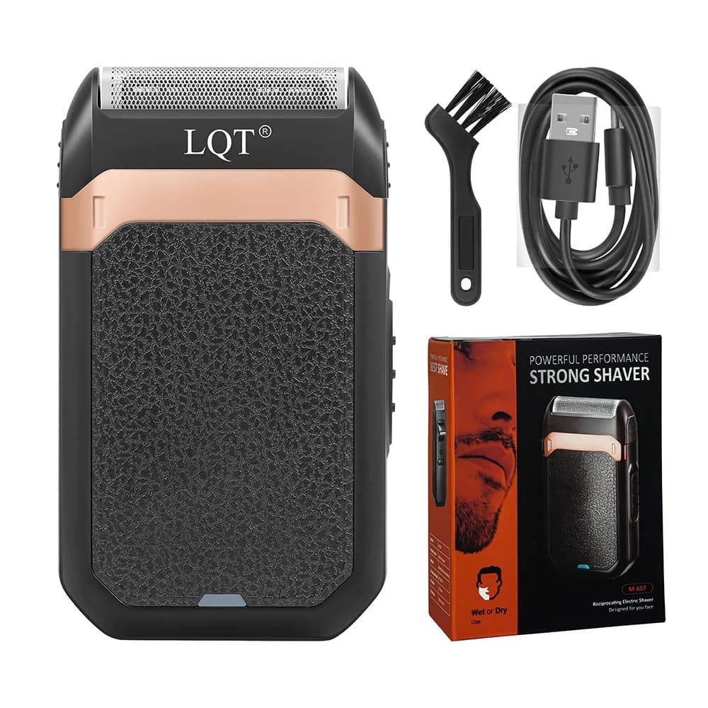 LQT Portable Reciprocating Electric Shaver USB Rechargeable Men Beard Trimmer Barber Finishing Razor with USB Cable