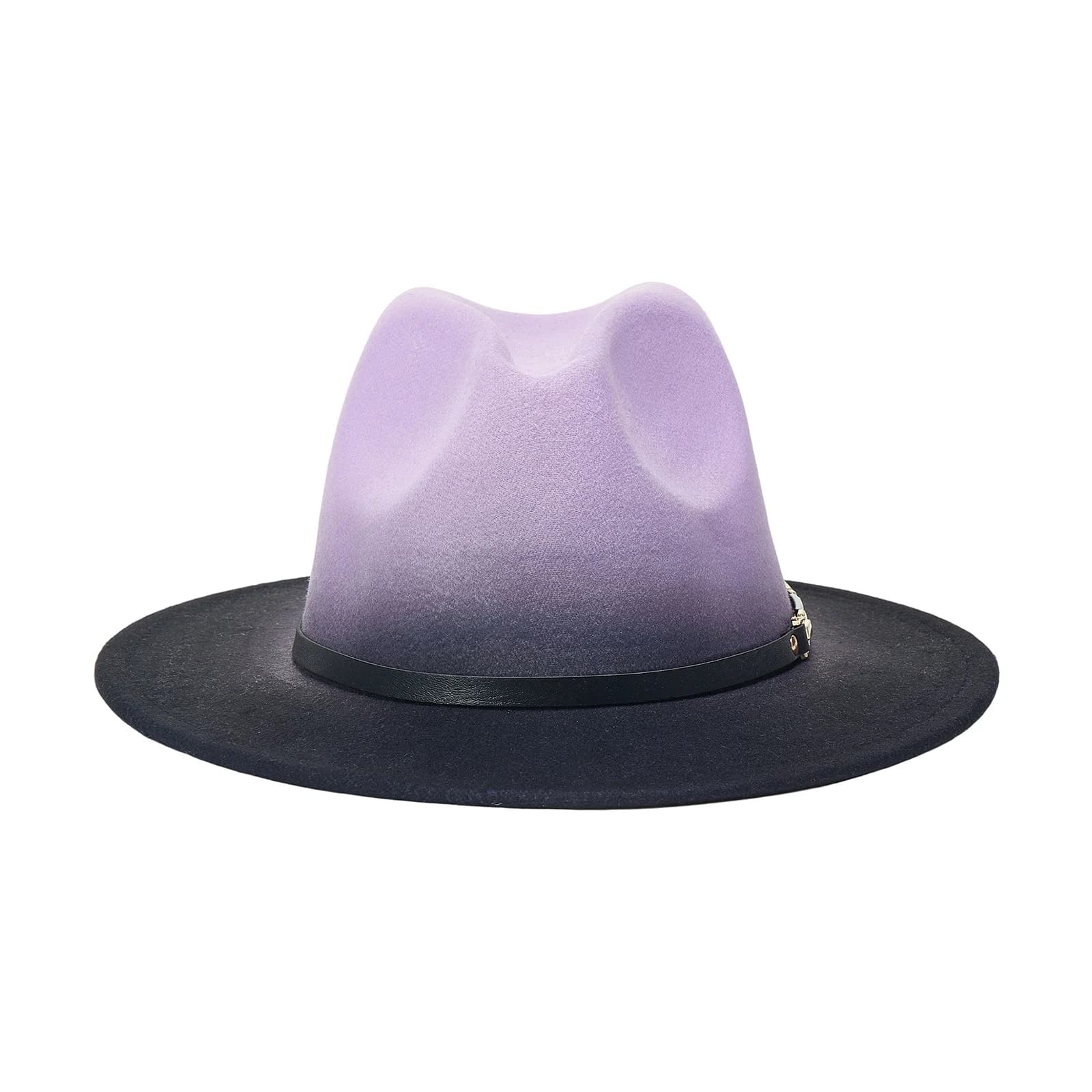 Cappello a Cilindro in Lana Stile Britannico con Tesa Larga e Fascia Decorativa, Elegante Cappello Sfumato per Uomini e Donne