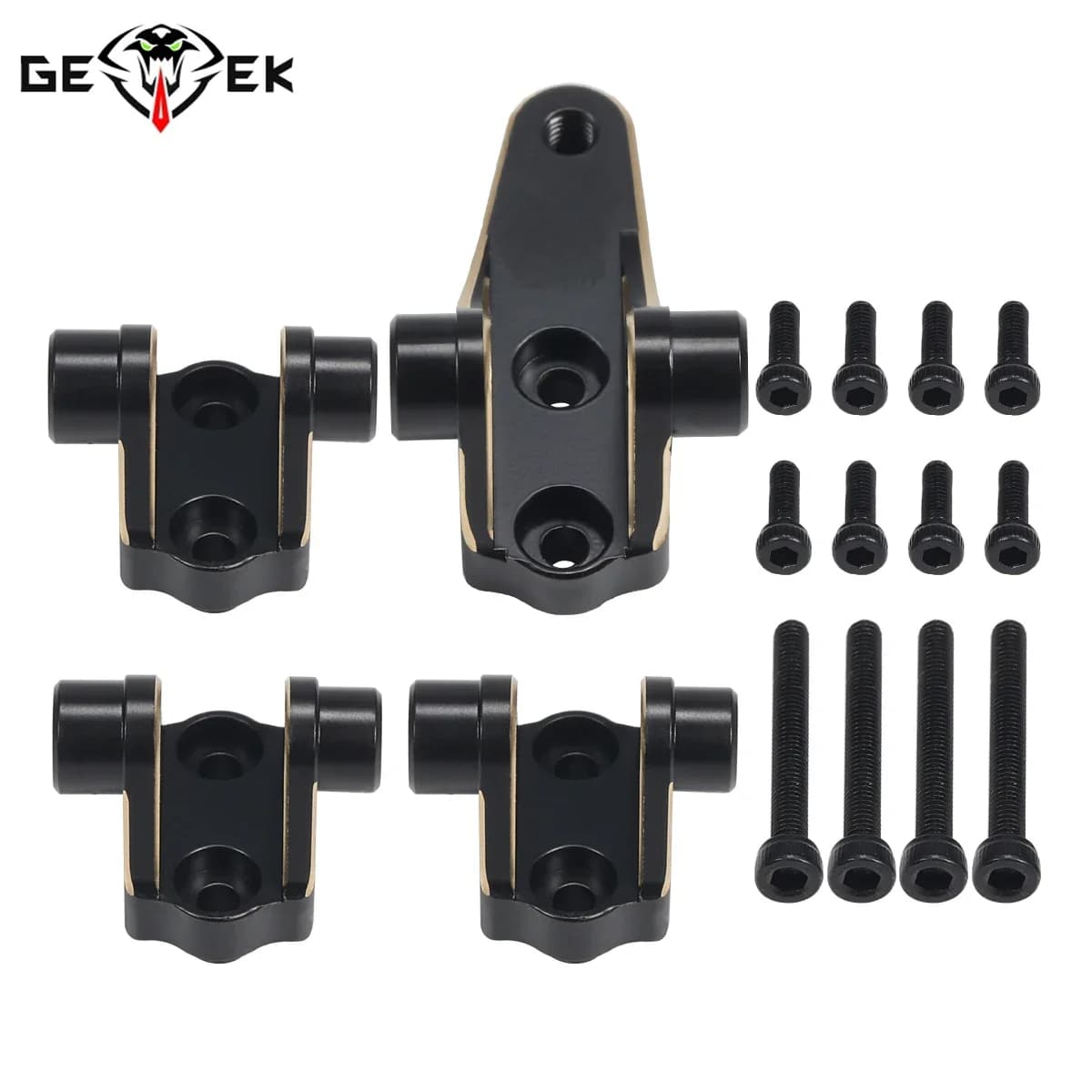 4 pezzi supporti di collegamento in ottone nero set di montaggio sospensione asse anteriore posteriore per 1/10 RC Crawler TRX4 telaio Bronco Defender aggiornamento