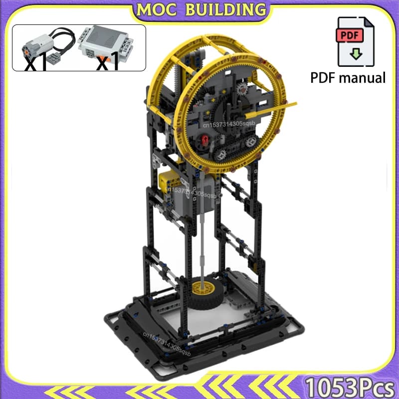 Tecnologia Mattoni Orologio a pendolo ad alta tecnologia con riavvolgimento automatico MOC Building Blocks Imposta giocattoli educativi Regalo