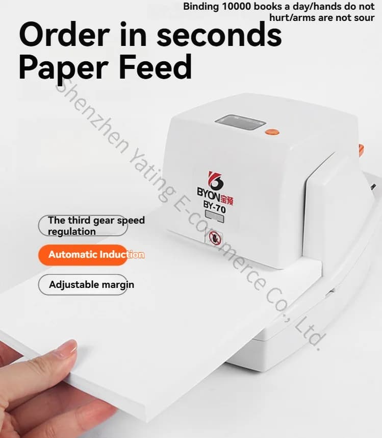 BY-50/70 Cucitrice elettrica per ufficio Piccola rilegatrice a induzione Cucitrice per voucher di documenti Cucitrice per carta A4