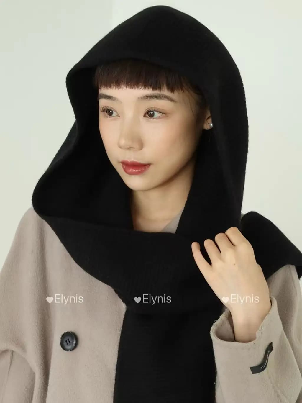 100% Wool Big Sophie Scarf Oversize Hood Balaclava Winter Hat Ear Protection Windproof Warm Bomber Hats Women Fashion Beanies