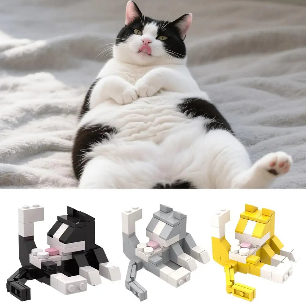 New Set of Constructions Cat that lick the Seat Compatible with Lego 853792 Accessory Cow Cats Fun Gift