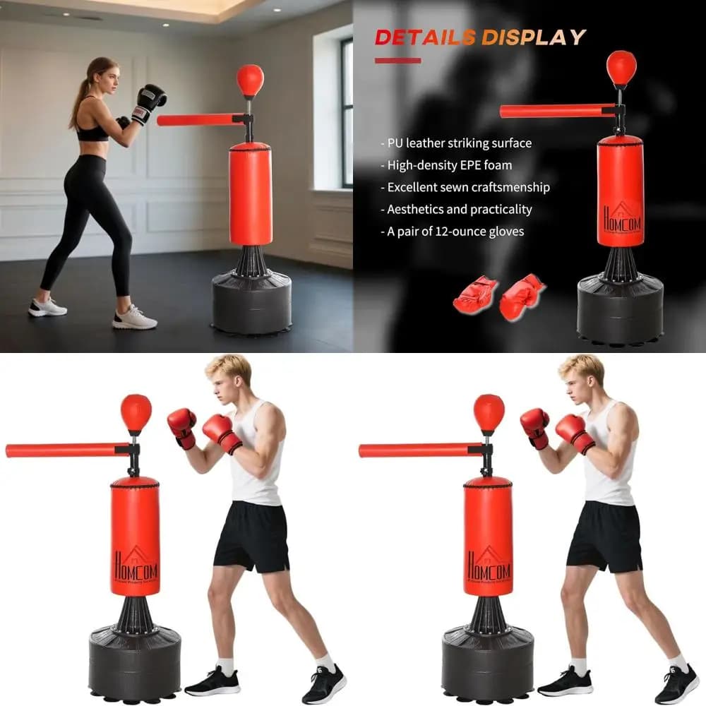 Boxing Bag with Fast Ball, Rotating Bar and Gloves, Heavy Base
