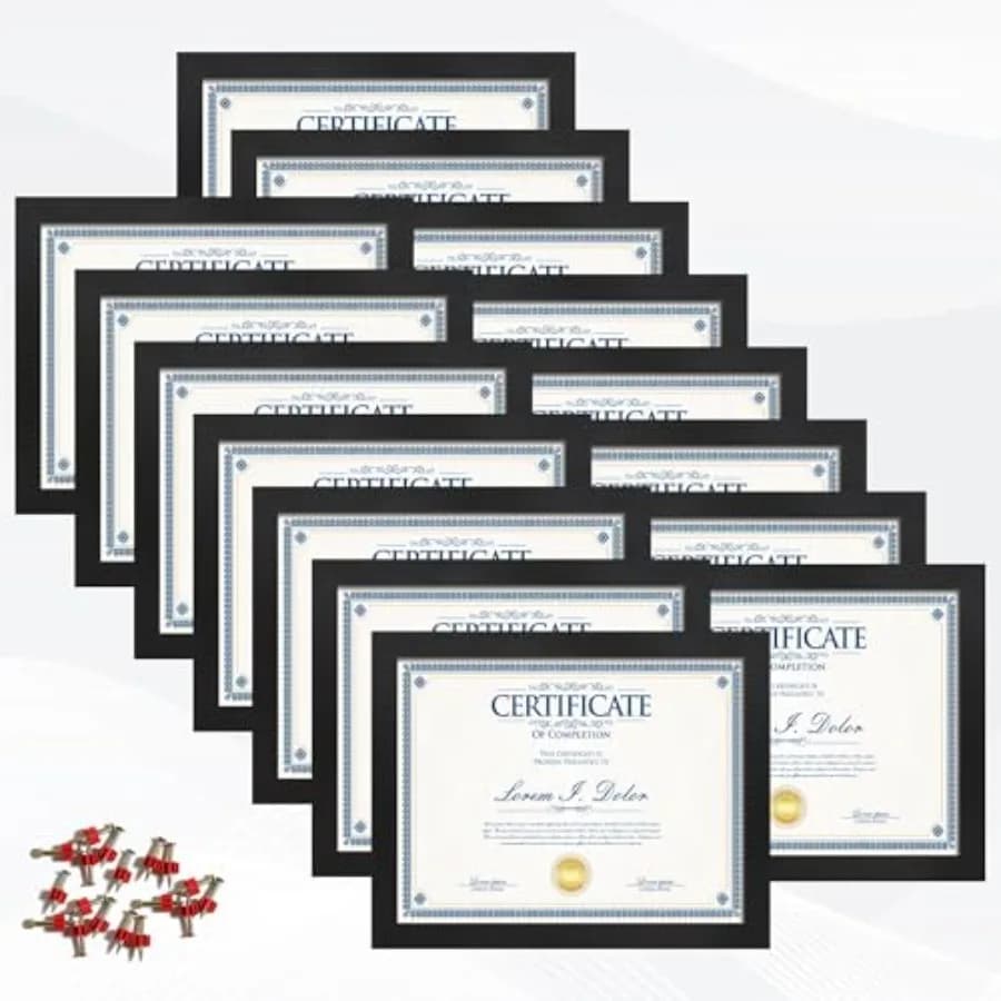 Set di 15 Cornici per Foto 8.5x11 Pollici, Cornici Multiple per Certificati, Documenti, Diplomi e Premi, per Appendere al Muro