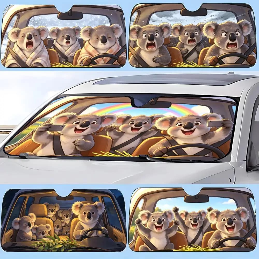 Parasole per auto con motivo koala, parasole per parabrezza, parasole per protezione solare, regali originali per auto.