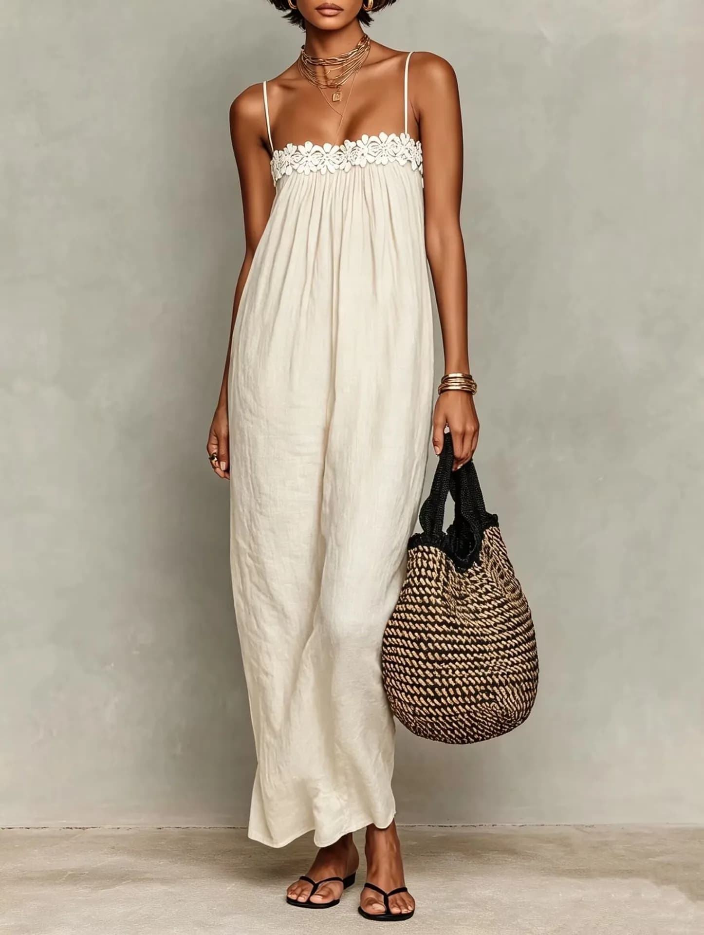 Summer Lace Splic Women's Sexy Low-cut Dress Sleeveless Backless Sling Dresses 2026 Casual Beach Vacation Lady Vestidos Robe